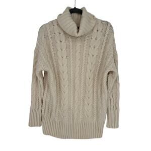 Banana Republic Wool Cashmere Cable Knit Turtleneck Winter Soft Casual Office M